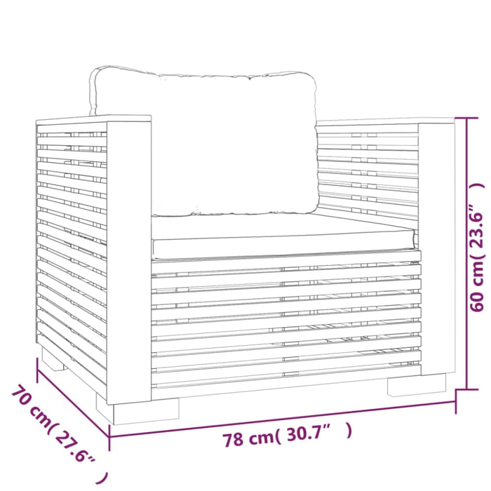 Garden Sofa Chair with Cream Cushions Solid Wood Teak Tokoli