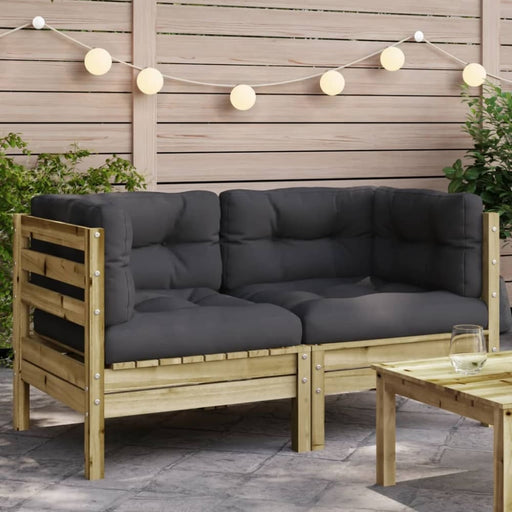 Garden Sofa Corner with Cushions 2 Pcs Impregnated Wood
