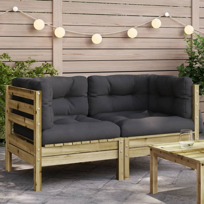 Garden Sofa Corner with Cushions 2 Pcs Impregnated Wood