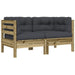 Garden Sofa Corner with Cushions 2 Pcs Impregnated Wood