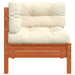 Garden Sofa Corner with Cushions 2 Pcs Wax Brown Solid Wood