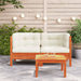 Garden Sofa Corner with Cushions 2 Pcs Wax Brown Solid Wood