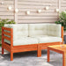 Garden Sofa Corner with Cushions 2 Pcs Wax Brown Solid Wood