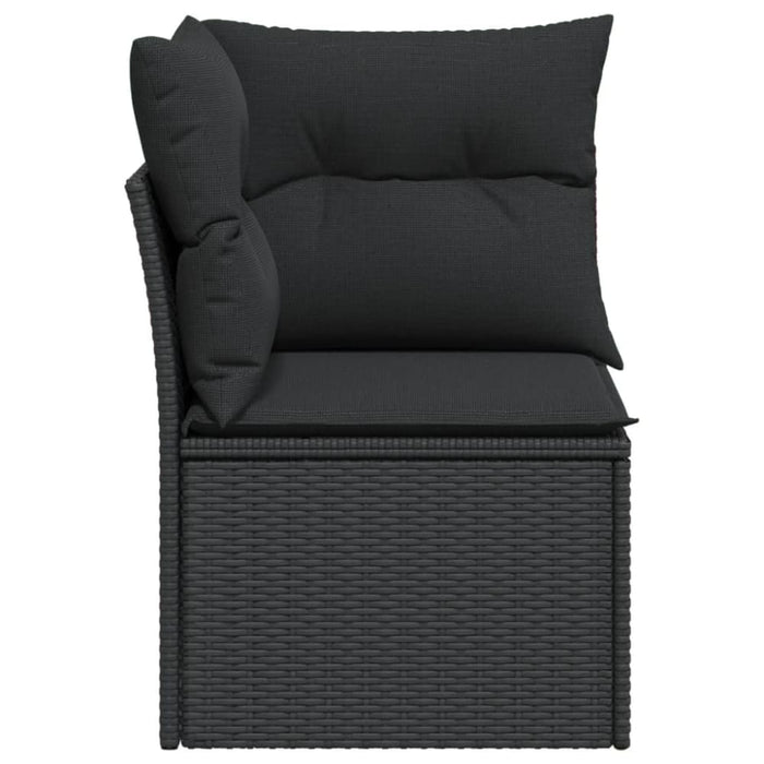Garden Sofa Corner With Cushions Black Poly Rattan Tlpklx