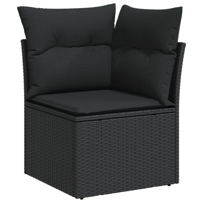 Garden Sofa Corner With Cushions Black Poly Rattan Tlpklx