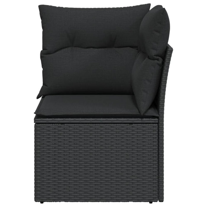 Garden Sofa Corner With Cushions Black Poly Rattan Tlpklx