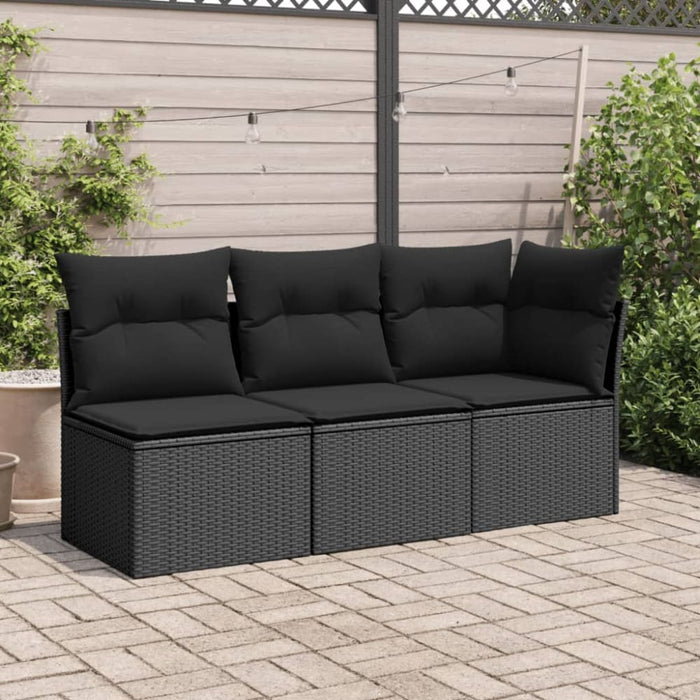 Garden Sofa Corner With Cushions Black Poly Rattan Tlpklx