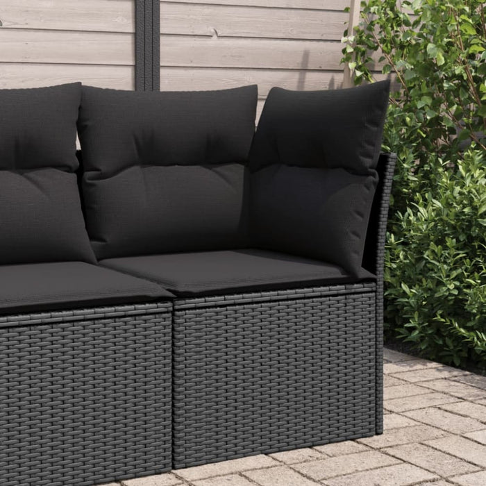 Garden Sofa Corner With Cushions Black Poly Rattan Tlpknp