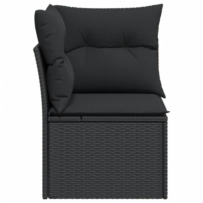Garden Sofa Corner With Cushions Black Poly Rattan Tlpknp