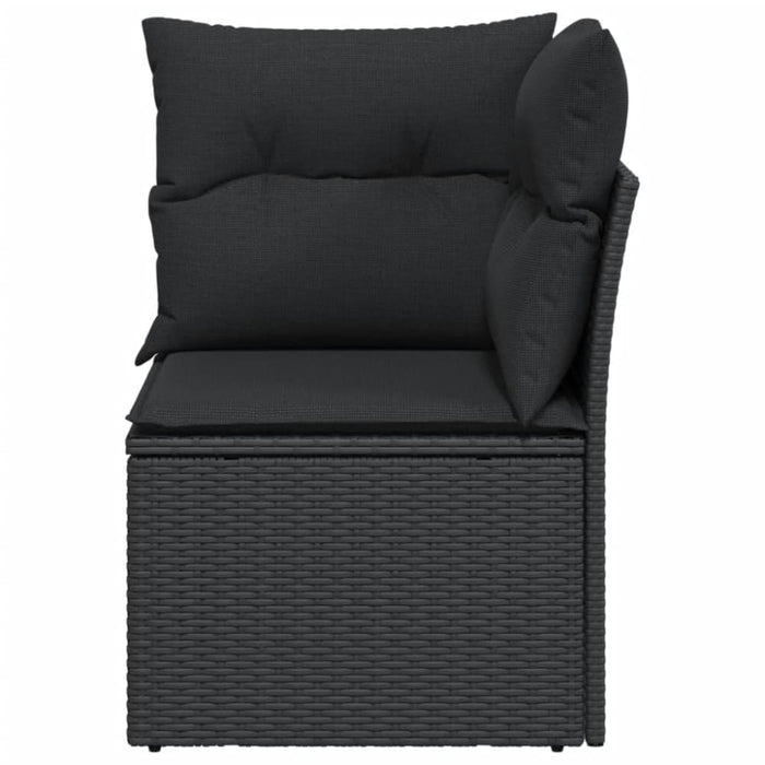 Garden Sofa Corner With Cushions Black Poly Rattan Tlpknp
