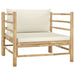 Garden Sofa with Cream White Cushions Bamboo Totoan