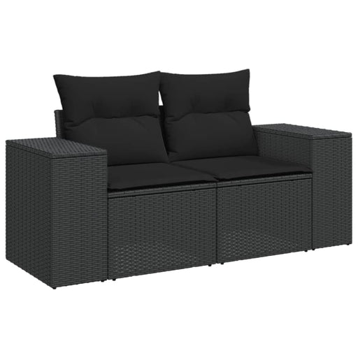 Garden Sofa With Cushions 2-seater Black Poly Rattan Tlpkia
