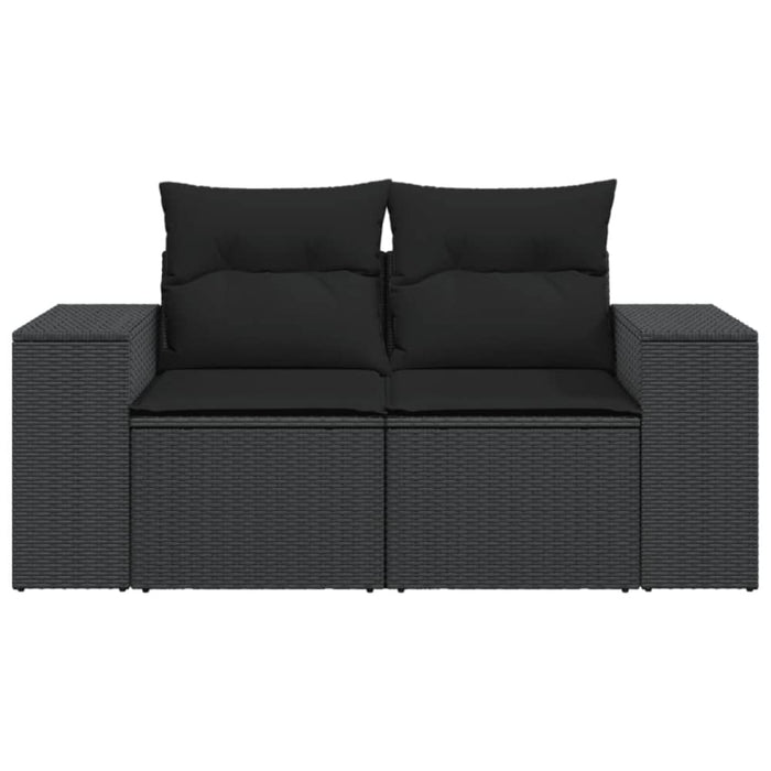 Garden Sofa With Cushions 2-seater Black Poly Rattan Tlpkia