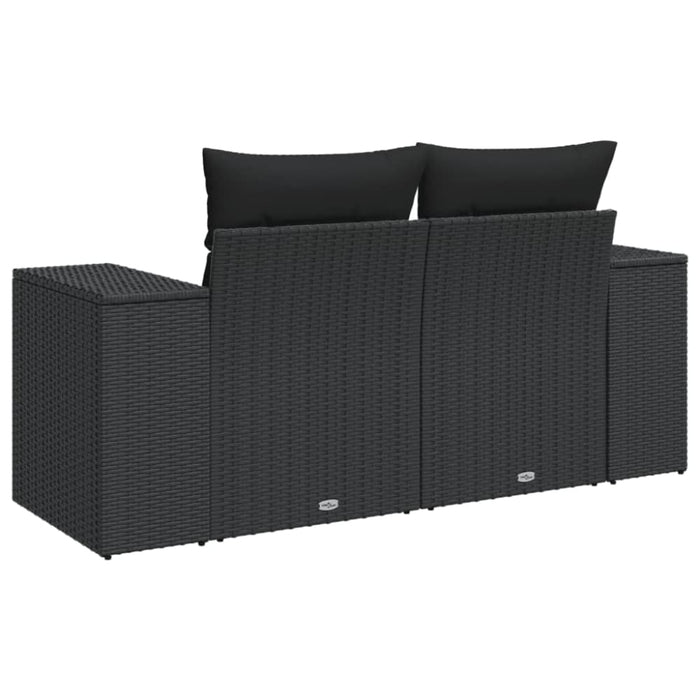 Garden Sofa With Cushions 2-seater Black Poly Rattan Tlpkia