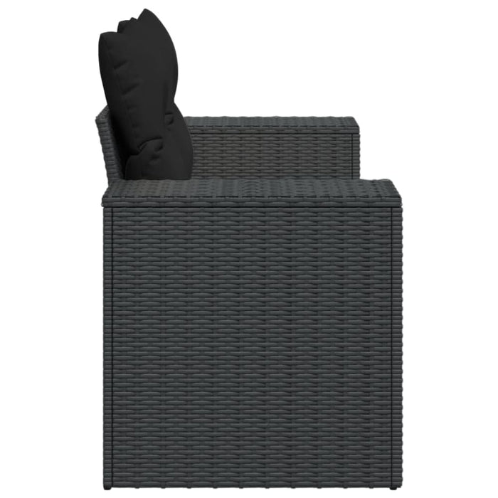 Garden Sofa With Cushions 2-seater Black Poly Rattan Tlpkia