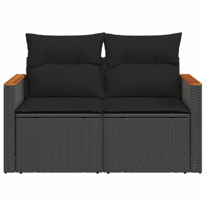 Garden Sofa With Cushions 2-seater Black Poly Rattan Tlpkii