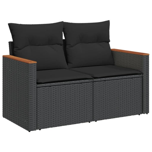 Garden Sofa With Cushions 2-seater Black Poly Rattan Tlpkii