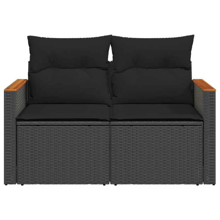 Garden Sofa With Cushions 2-seater Black Poly Rattan Tlpkin