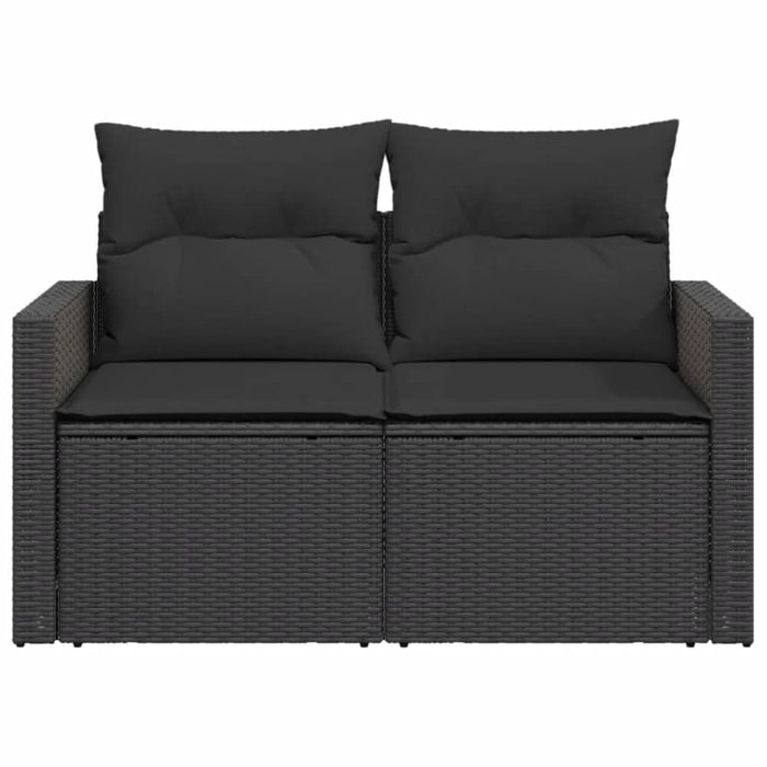 Garden Sofa With Cushions 2-seater Black Poly Rattan Tlpkio