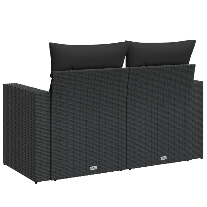Garden Sofa With Cushions 2-seater Black Poly Rattan Tlpkio