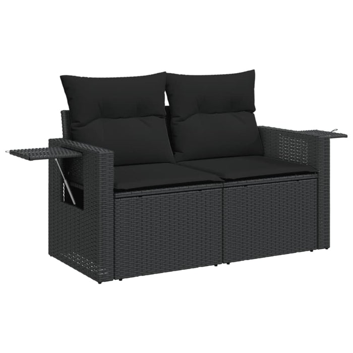 Garden Sofa With Cushions 2-seater Black Poly Rattan Tlpkix