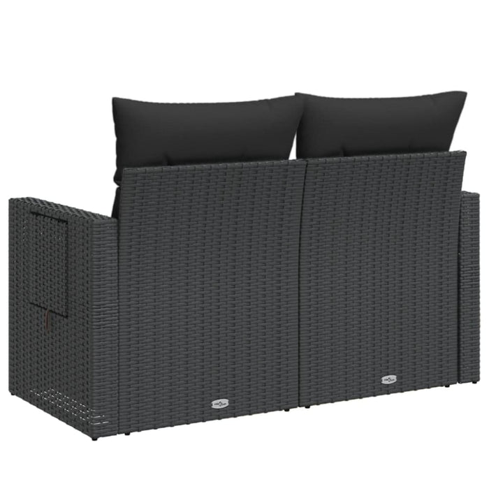 Garden Sofa With Cushions 2-seater Black Poly Rattan Tlpkix