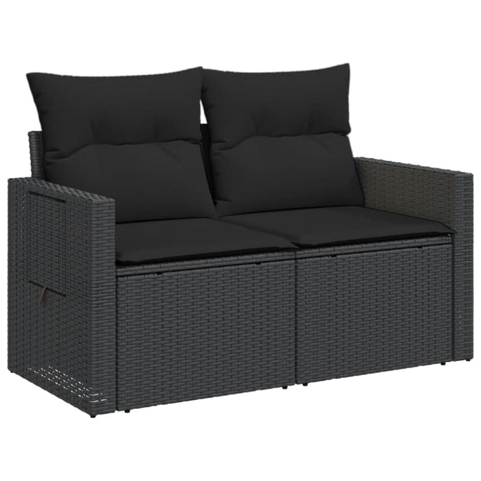 Garden Sofa With Cushions 2-seater Black Poly Rattan Tlpkix