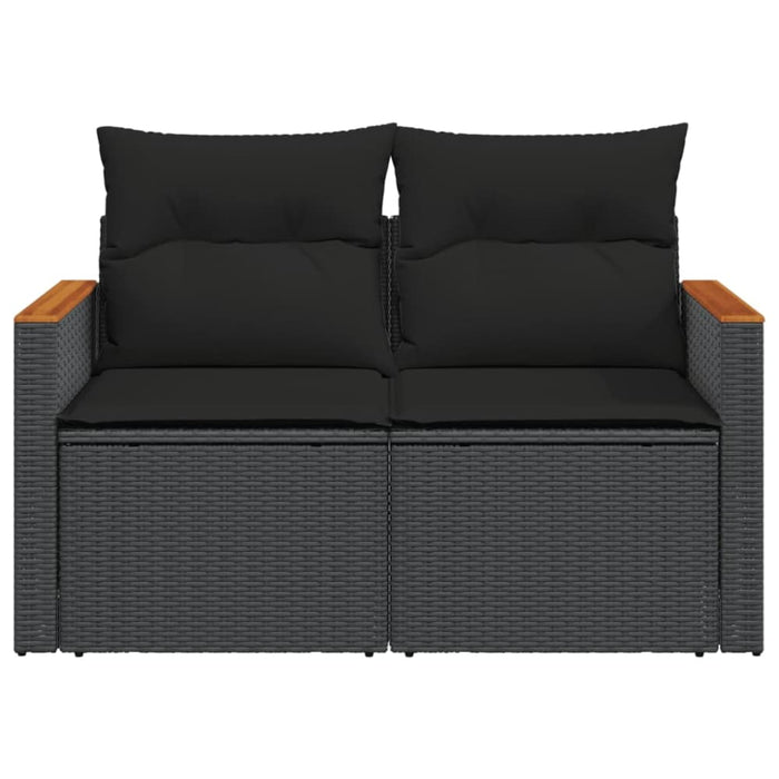 Garden Sofa With Cushions 2-seater Black Poly Rattan Tlpkka