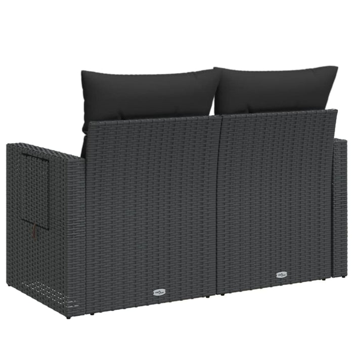 Garden Sofa With Cushions 2-seater Black Poly Rattan Tlpkkb