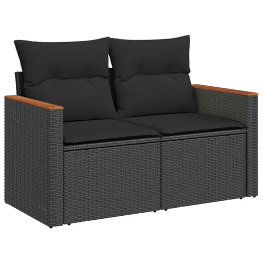 Garden Sofa With Cushions 2-seater Black Poly Rattan Tlpkkt