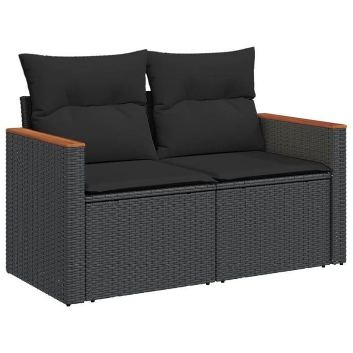 Garden Sofa With Cushions 2-seater Black Poly Rattan Tlpkkt