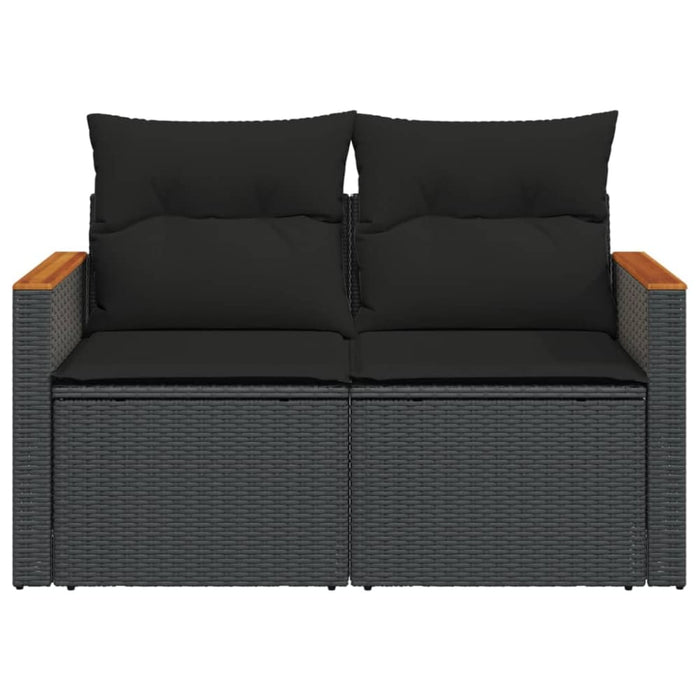 Garden Sofa With Cushions 2-seater Black Poly Rattan Tlpkkt
