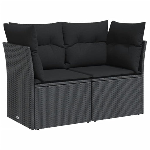 Garden Sofa With Cushions 2-seater Black Poly Rattan Tlpklt