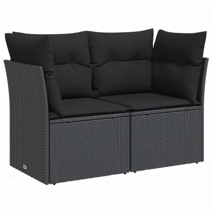 Garden Sofa With Cushions 2-seater Black Poly Rattan Tlpklt