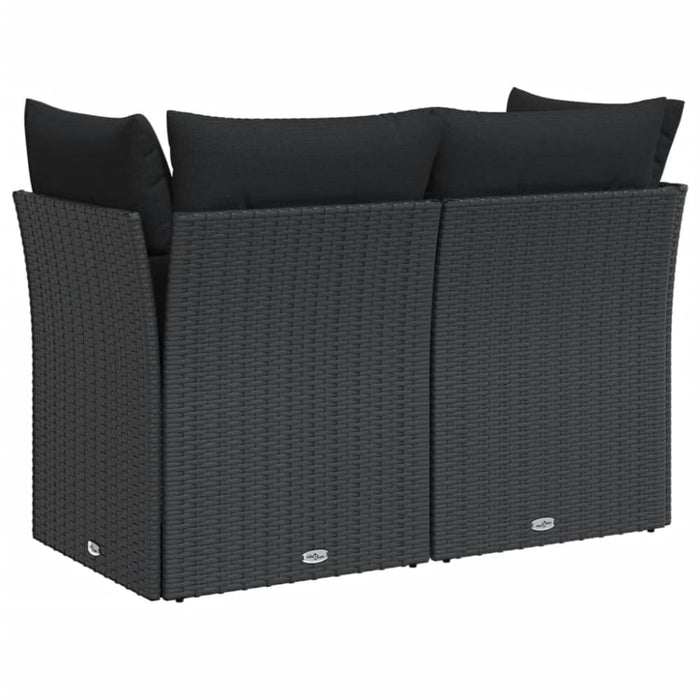Garden Sofa With Cushions 2-seater Black Poly Rattan Tlpklt