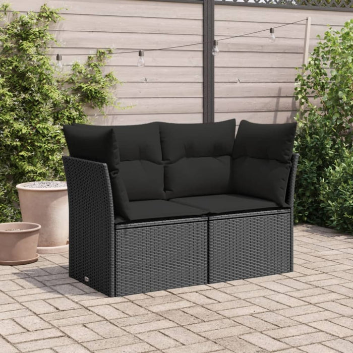 Garden Sofa With Cushions 2-seater Black Poly Rattan Tlpklt