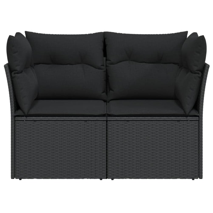 Garden Sofa With Cushions 2-seater Black Poly Rattan Tlpklt