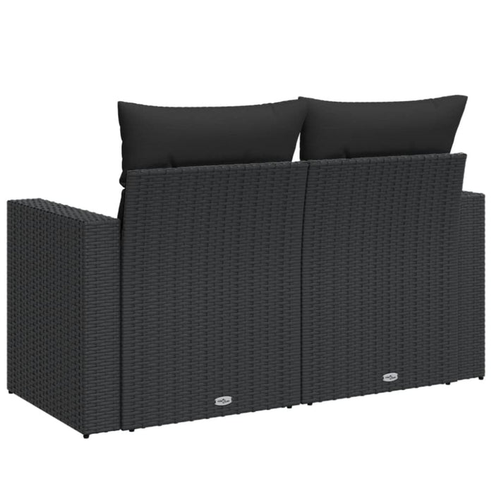 Garden Sofa With Cushions 2-seater Black Poly Rattan Tlpknk