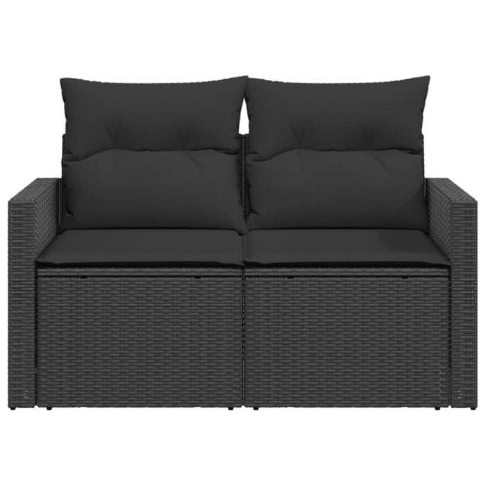 Garden Sofa With Cushions 2-seater Black Poly Rattan Tlpknk