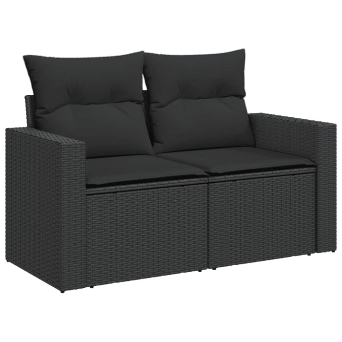 Garden Sofa With Cushions 2-seater Black Poly Rattan Tlpknk
