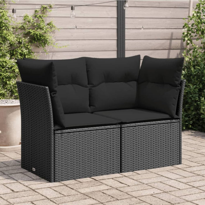 Garden Sofa With Cushions 2-seater Black Poly Rattan Tlpknl