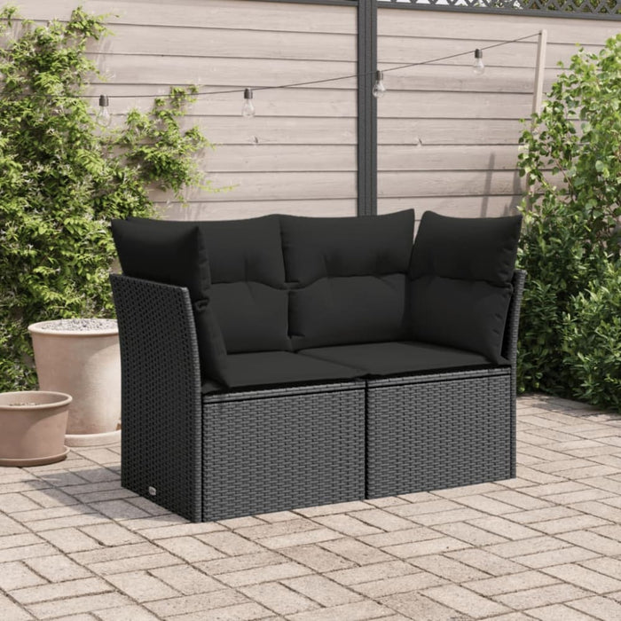Garden Sofa With Cushions 2-seater Black Poly Rattan Tlpknl