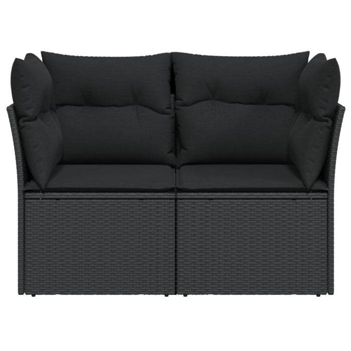 Garden Sofa With Cushions 2-seater Black Poly Rattan Tlpknl
