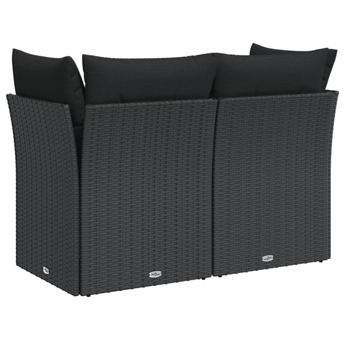 Garden Sofa With Cushions 2-seater Black Poly Rattan Tlpknl