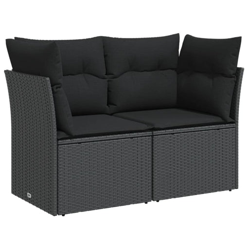 Garden Sofa With Cushions 2-seater Black Poly Rattan Tlpknl