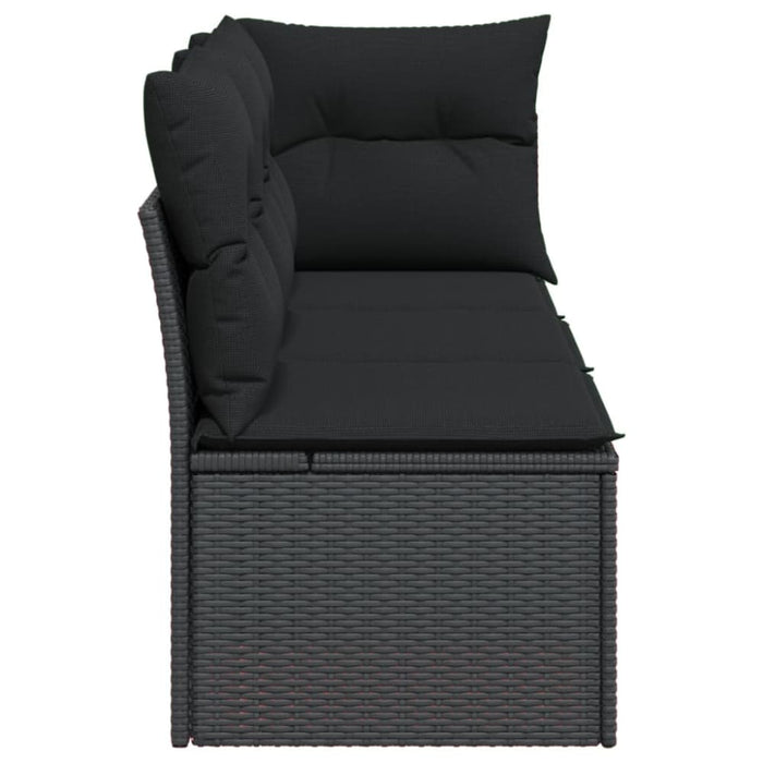 Garden Sofa With Cushions 3-seater Black Poly Rattan Tlpkni