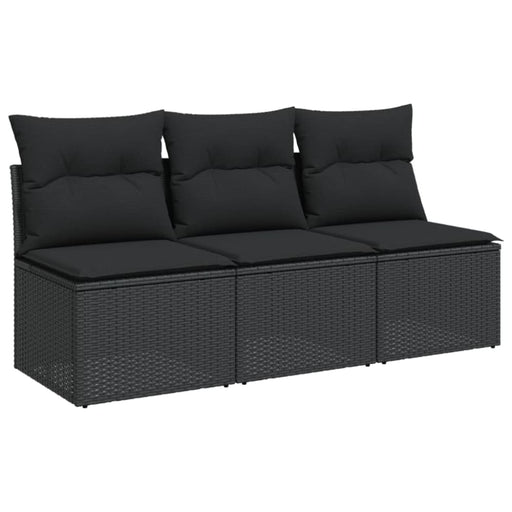 Garden Sofa With Cushions 3-seater Black Poly Rattan Tlpknn