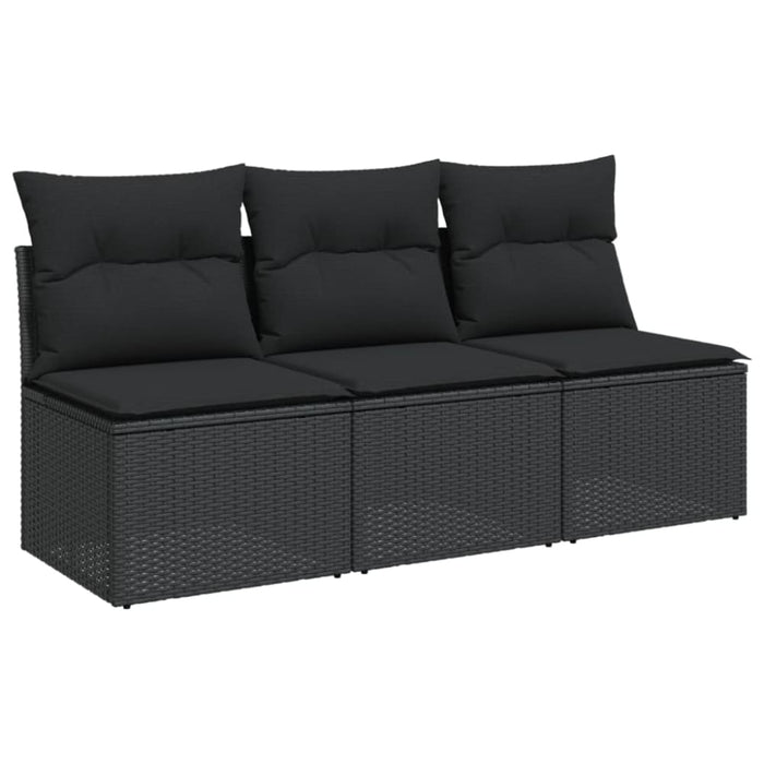 Garden Sofa With Cushions 3-seater Black Poly Rattan Tlpknn