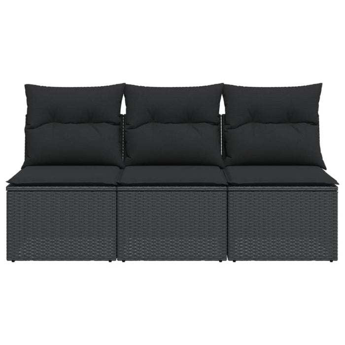 Garden Sofa With Cushions 3-seater Black Poly Rattan Tlpknn