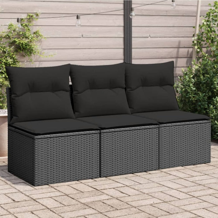 Garden Sofa With Cushions 3-seater Black Poly Rattan Tlpknn